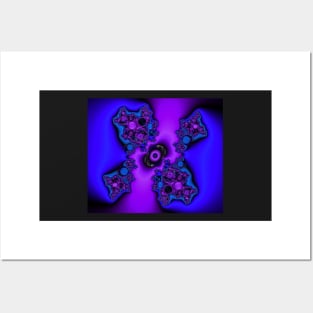 Blue Black and Purple Fractal Posters and Art